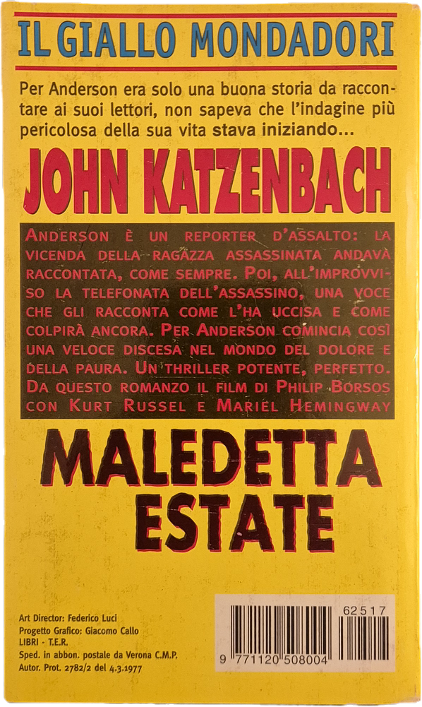 MALEDETTA ESTATE - JOHN KATZENBACH - GIALLO MONDADORI N. 2517