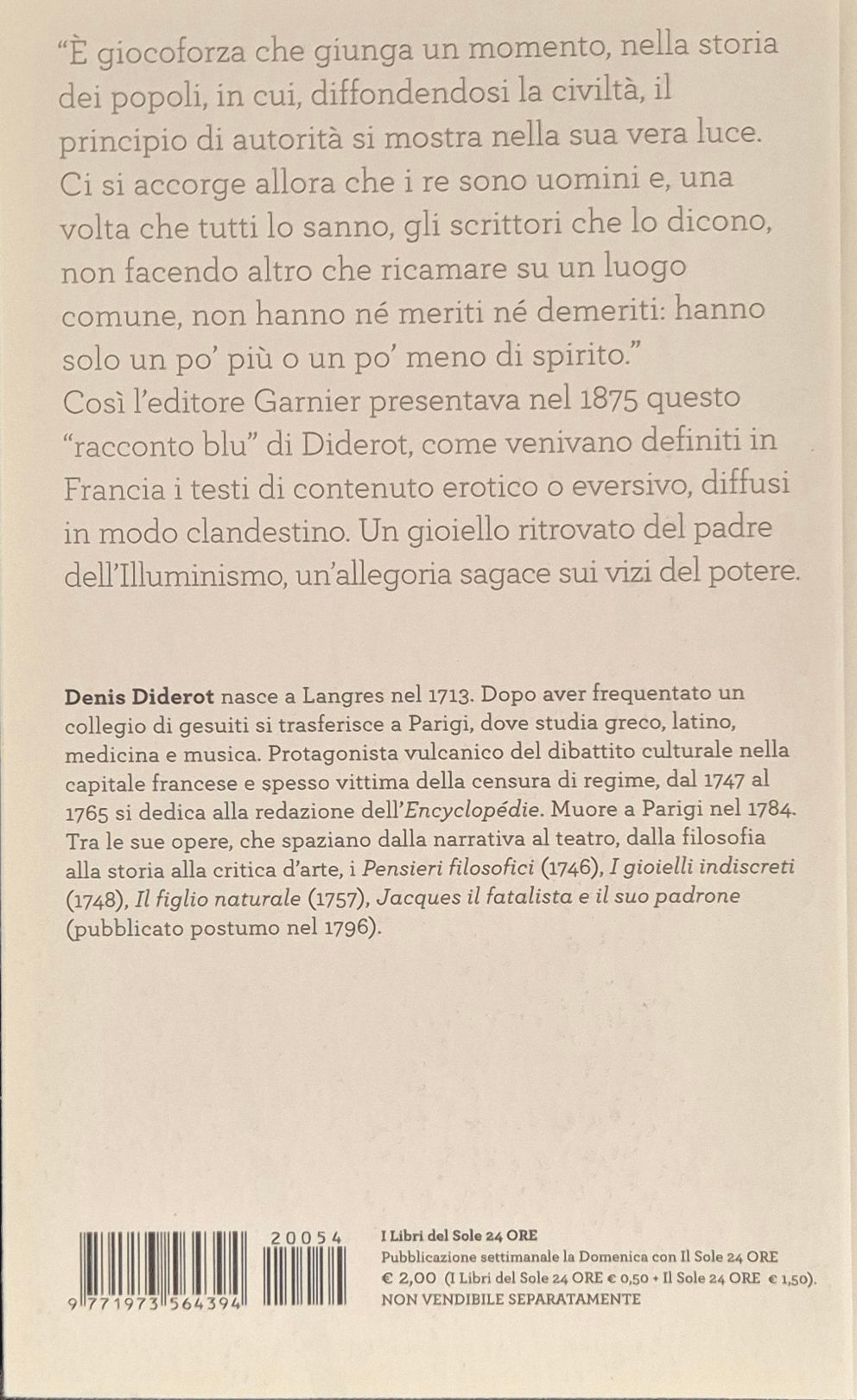 L'UCCELLO BIANCO - DENIS DIDEROT - IL SOLE 24ORE 2012 - OUTLET DEL LIBRO