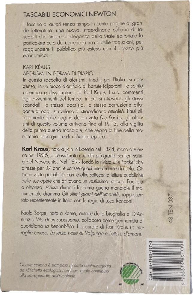 AFORISMI IN FORMA DI DIARIO - KARL KRAUS - NEWTON 1995