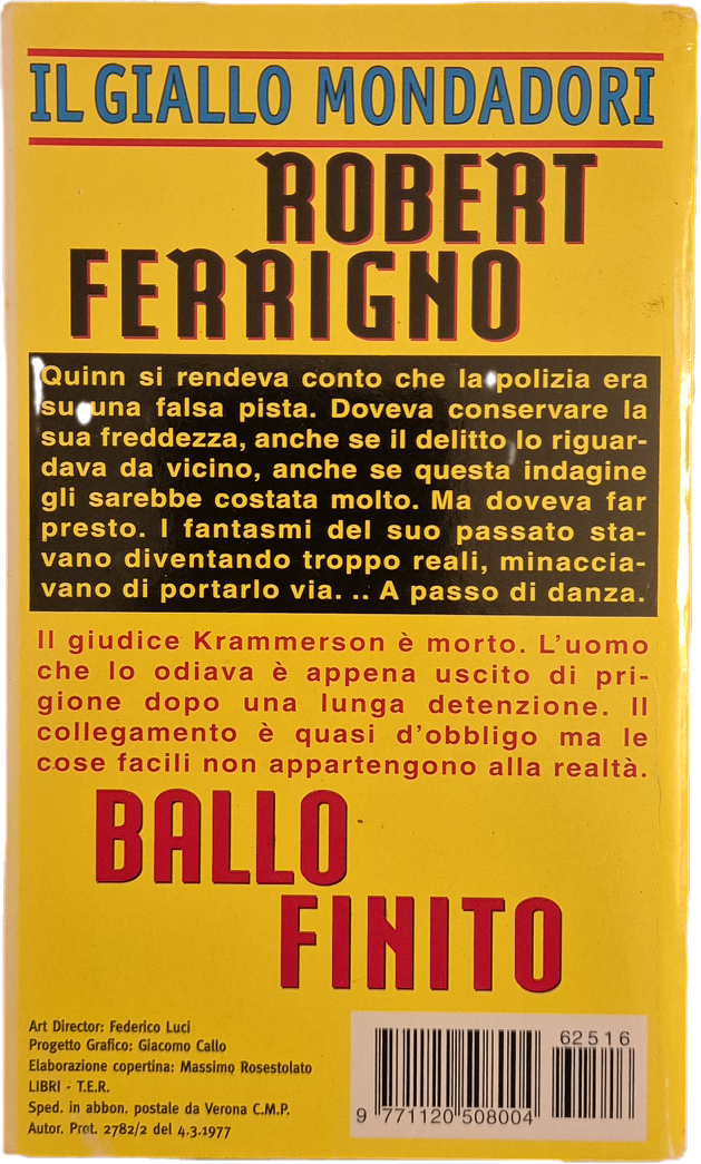 BALLO FINITO - ROBERT FERRIGNO - GIALLO MONDADORI N. 2516