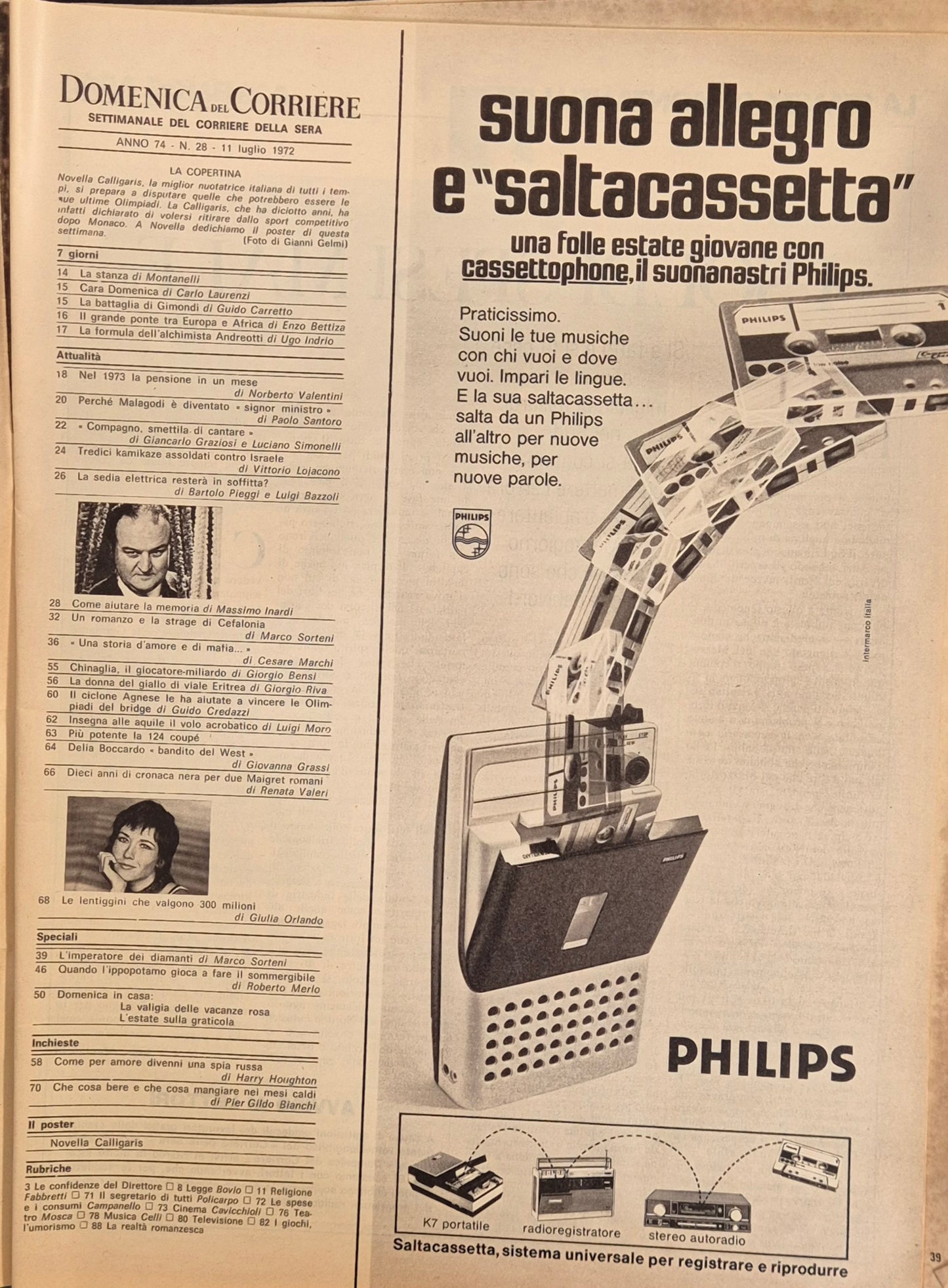 DOMENICA DEL CORRIERE - 11 LUGLIO 1972 - NOVELLA CALLIGARIS