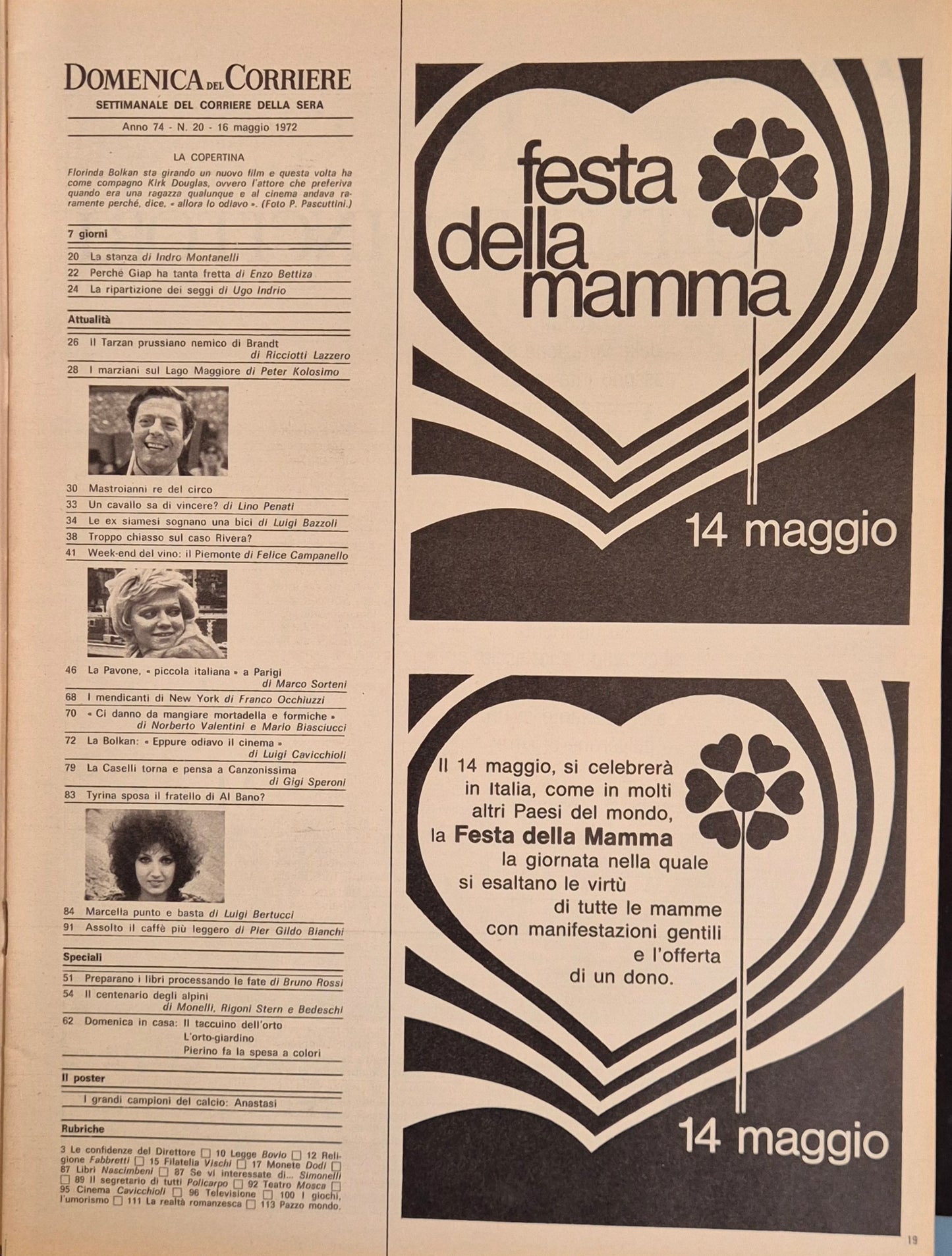 DOMENICA DEL CORRIERE N. 20 - 16 MAGGIO 1972