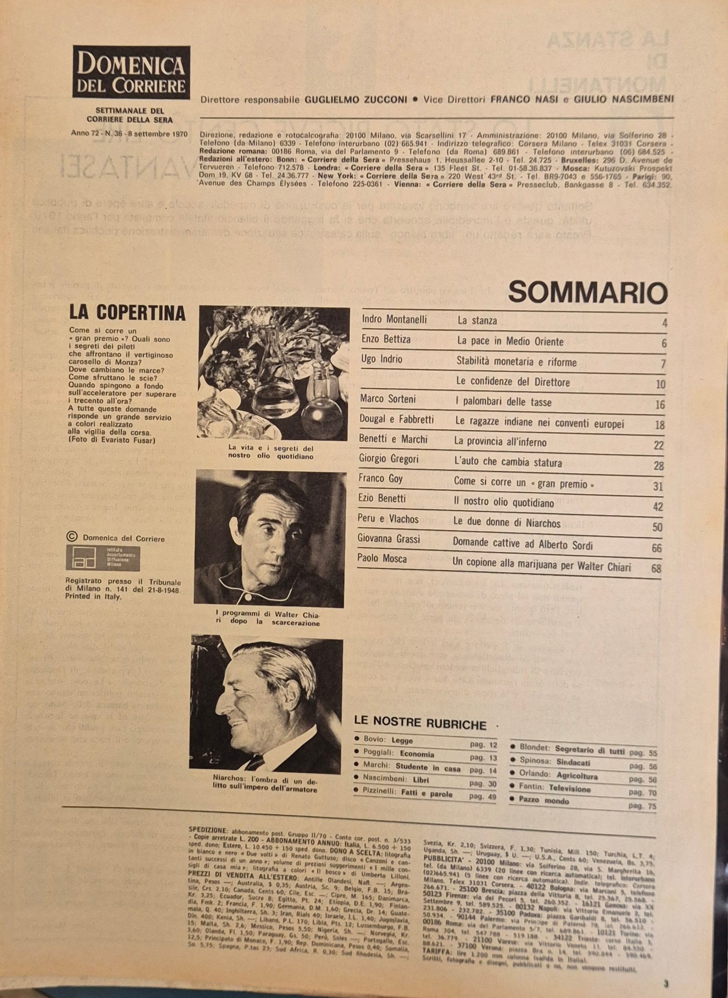 DOMENICA DEL CORRIERE 8 SETTEMBRE 1970 - MONZA FORMULA 1