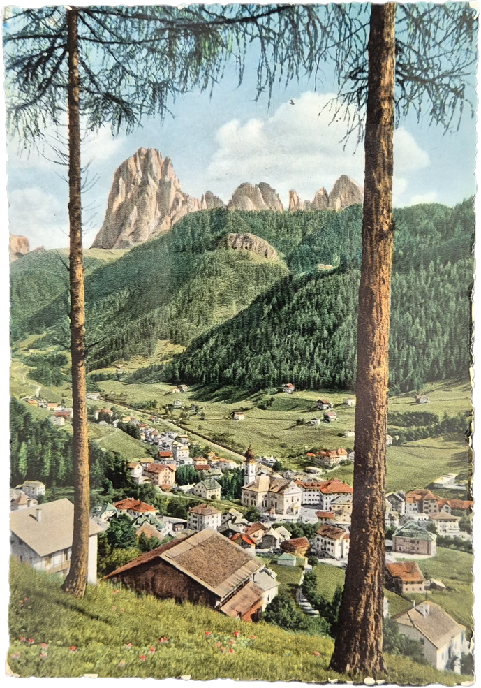 ORTISEI - GRUPPO SASSOLUNGO - V1957 -FG - ACQUARELLATA