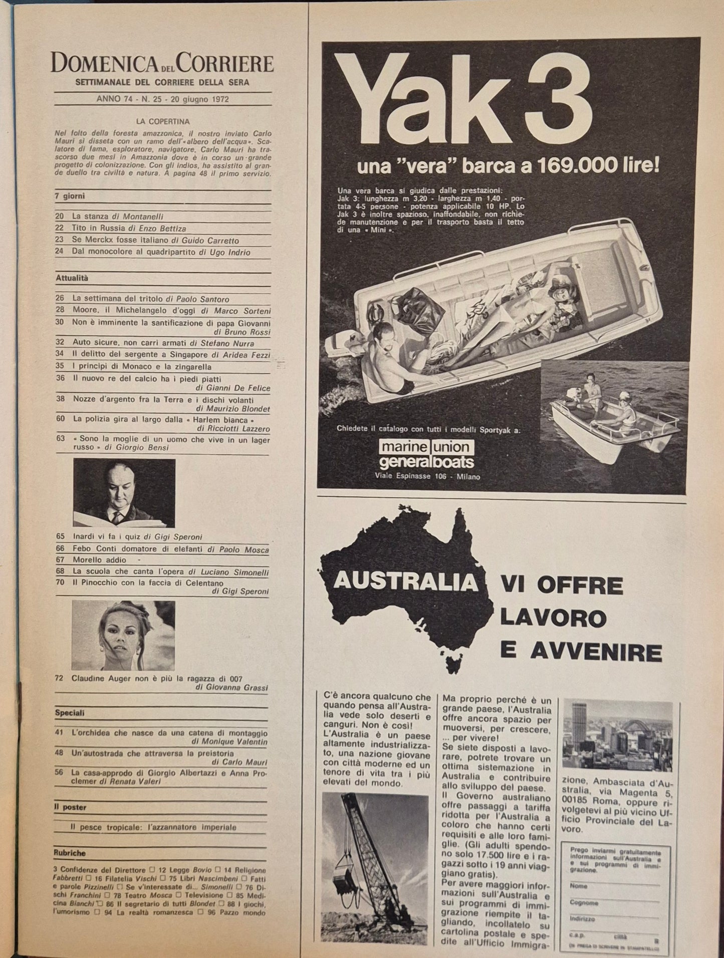 DOMENICA DEL CORRIERE N. 25 - 20 GIUGNO 1972