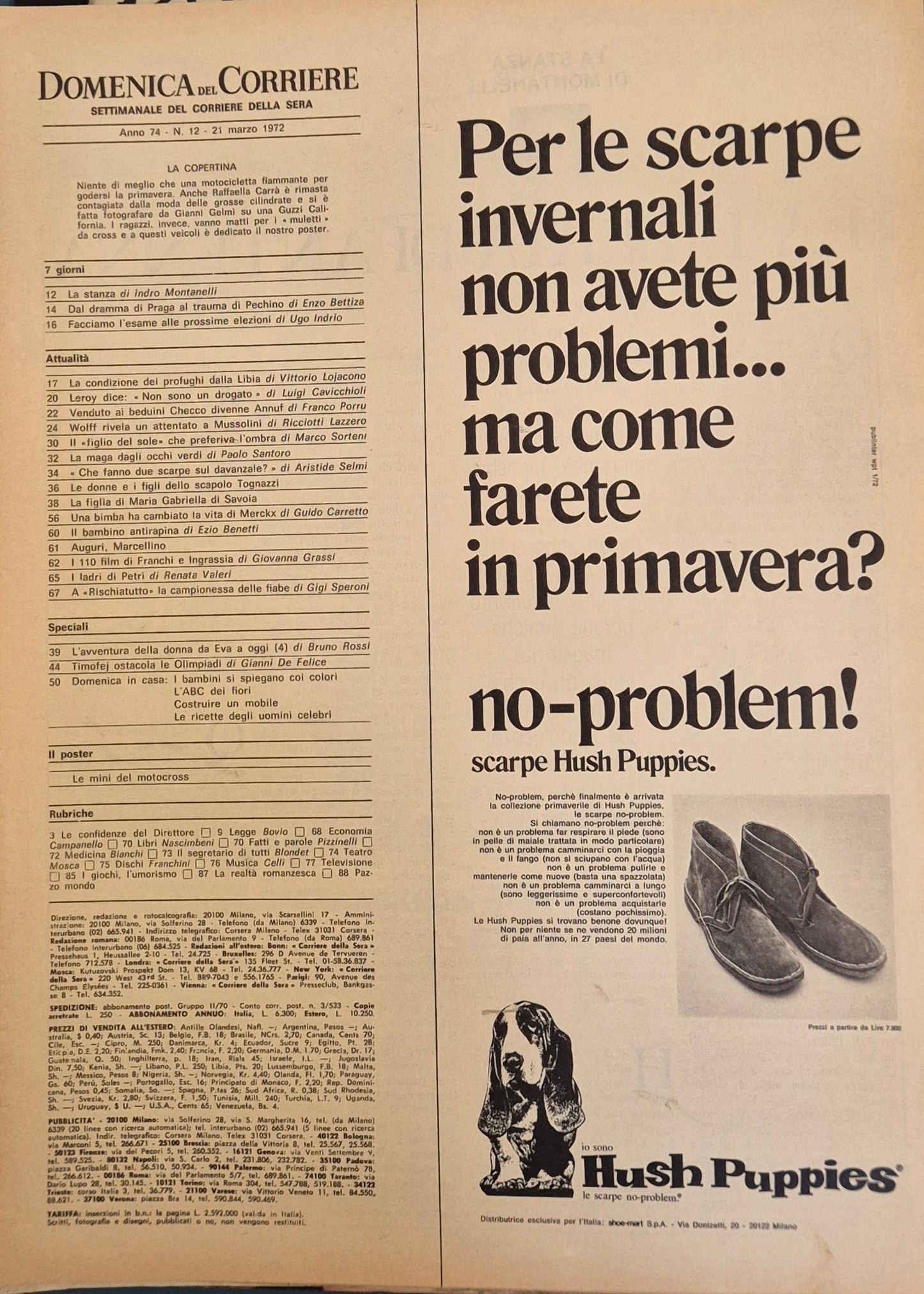 DOMENICA DEL CORRIERE 21 MARZO 1972 - RAFFAELLA CARRA'