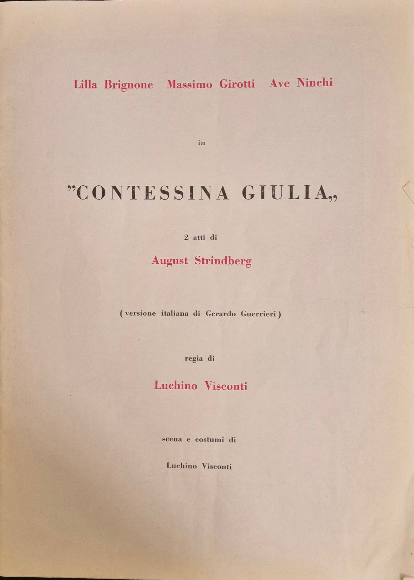 CONTESSINA GIULIA - AUGUST STRINDBERG - LUCHINO VISCONTI