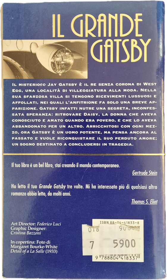 IL GRANDE GATSBY - F. SCOTT FITZGERALD - MONDADORI 1996 - OUTLET DEL LIBRO