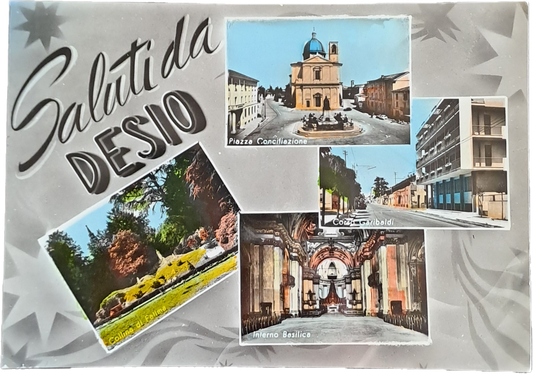 SALUTI DA DESIO - 4 VEDUTE - V1960 - ACQUARELLATA - FG