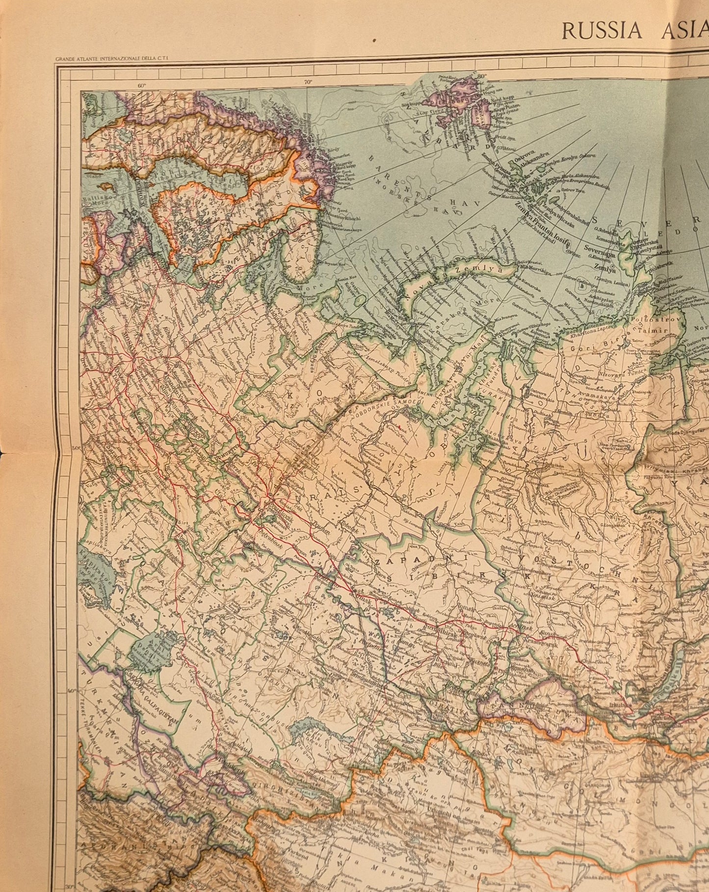 CARTA DELLA RUSSIA EUROPEA E DELLA RUSSIA ASIATICA - CONSOCIAZIONE TURISTICA ITALIANA