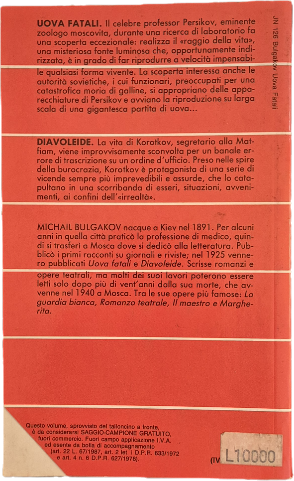 UOVA FATALI E DIAVOLEIDE - MICHAIL BUKGAKOV - JUVENILIA 1988 - OUTLET DEL LIBRO