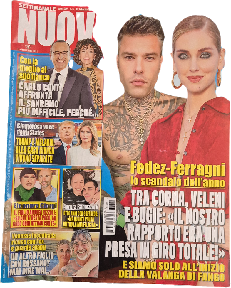 SETTIMANALE NUOVO 12 FEBBRAIO 2025 - FEDEZ-FERRAGNI-GIORGI-CARLO CONTI - OUTLET DEL LIBRO