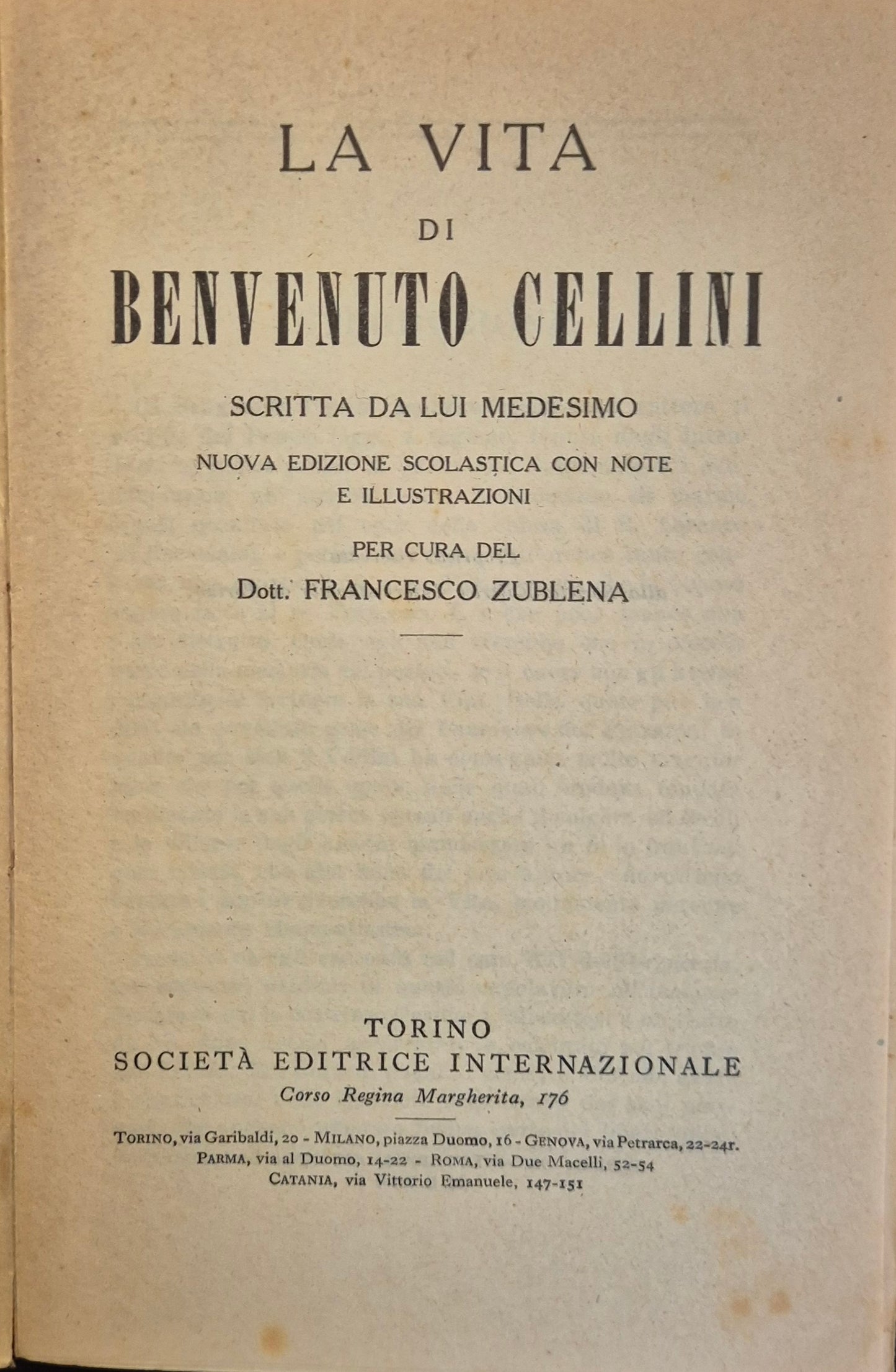 LA VITA DI BENVENUTO CELLINI - SEI 1932