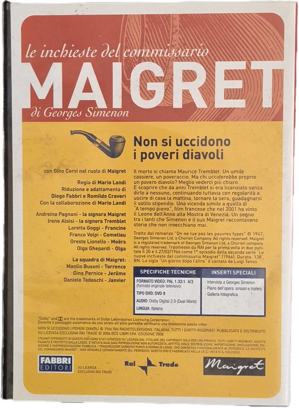 NON SI UCCIDONO I POVERI DIAVOLI - MAIGRET - GINO CERVI - DVD
