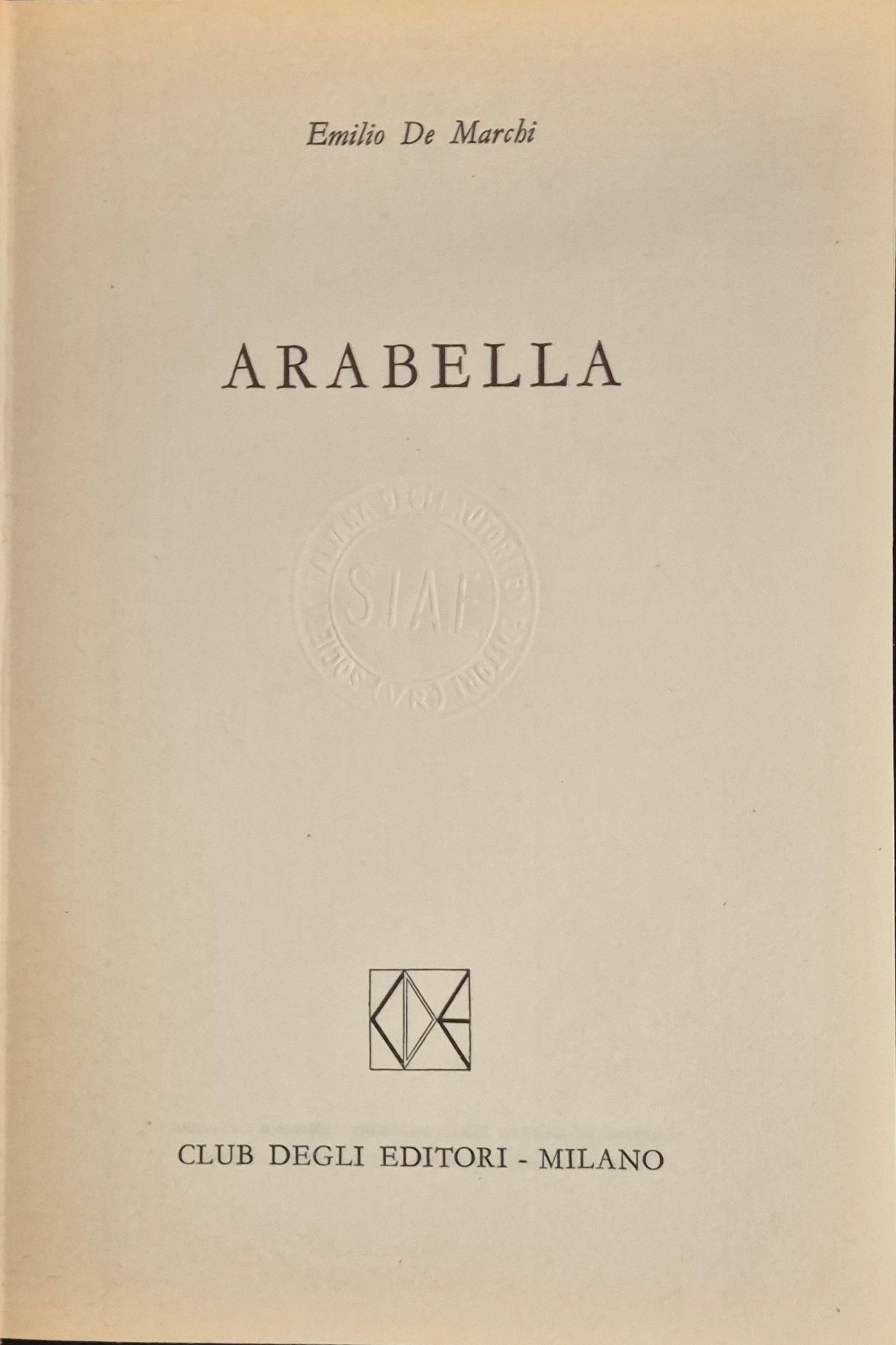 ARABELLA - EMILIO DE MARCHI - CDE 1960 - OUTLET DEL LIBRO