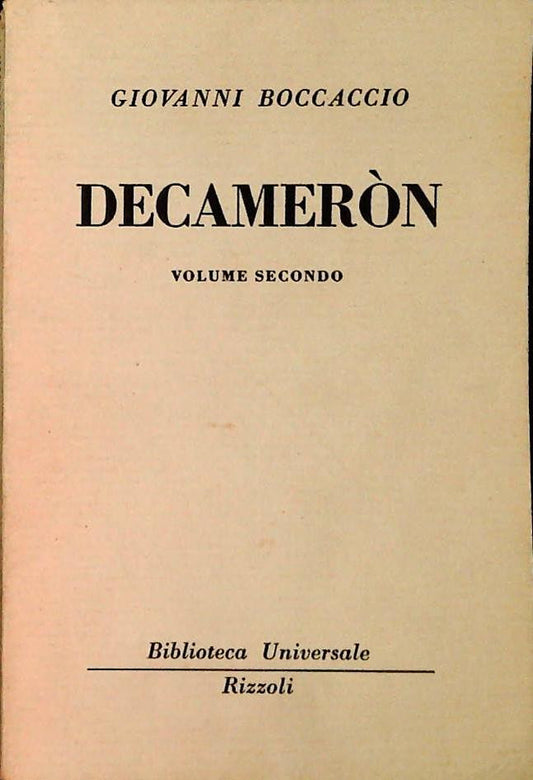 DECAMERON - GIOVANNI BOCCACCIO -RIZZOLI BUR 1950-OUTLET DEL LIBRO-VOLUME SECONDO