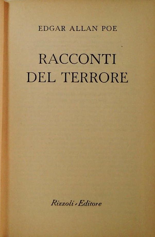 RACCONTI DEL TERRORE - E.A. POE - RIZOOLI BUR 1950 - RILEGATO