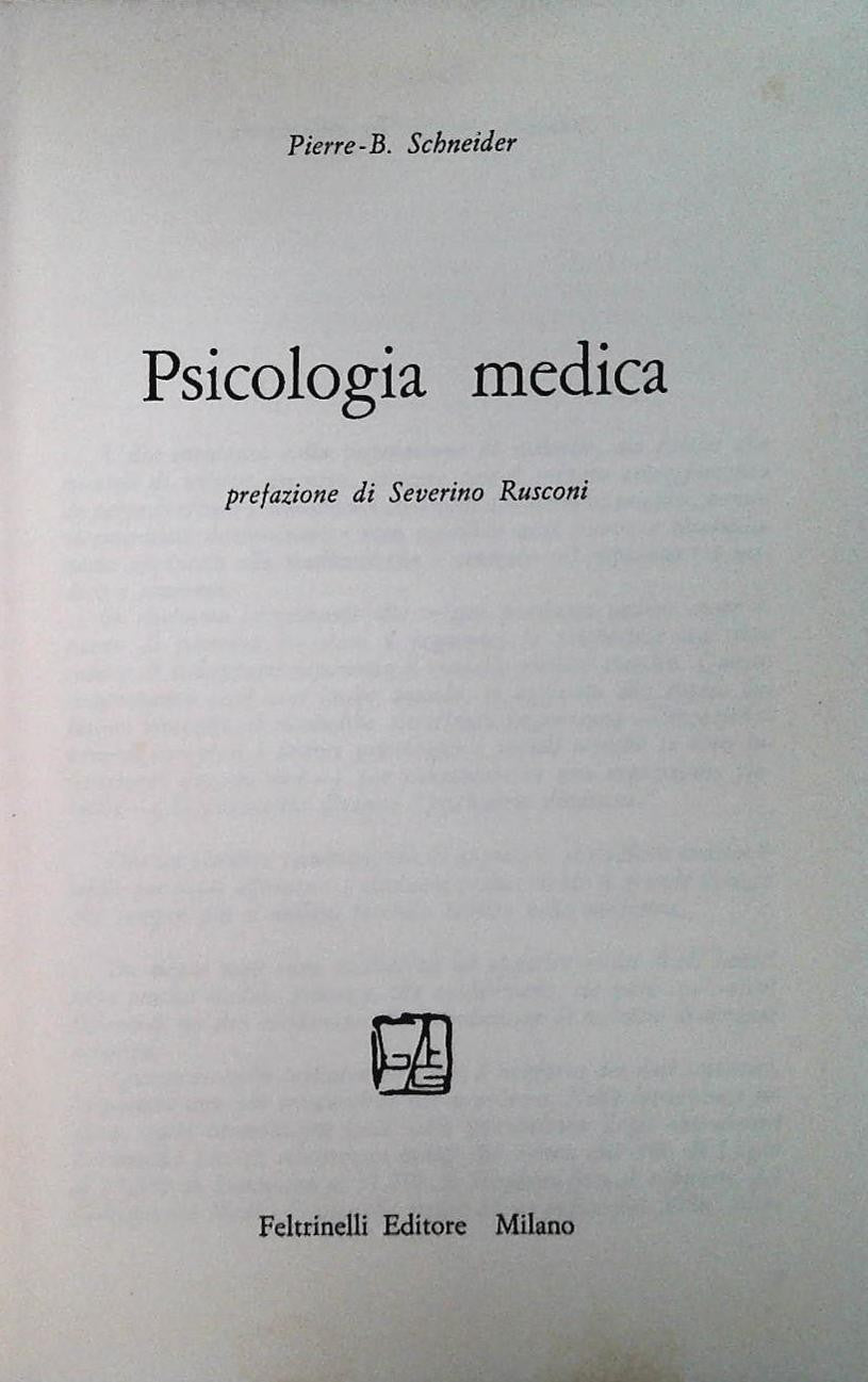 PSICOLOGIA MEDICA - PIERRE-B. SCHENIDER