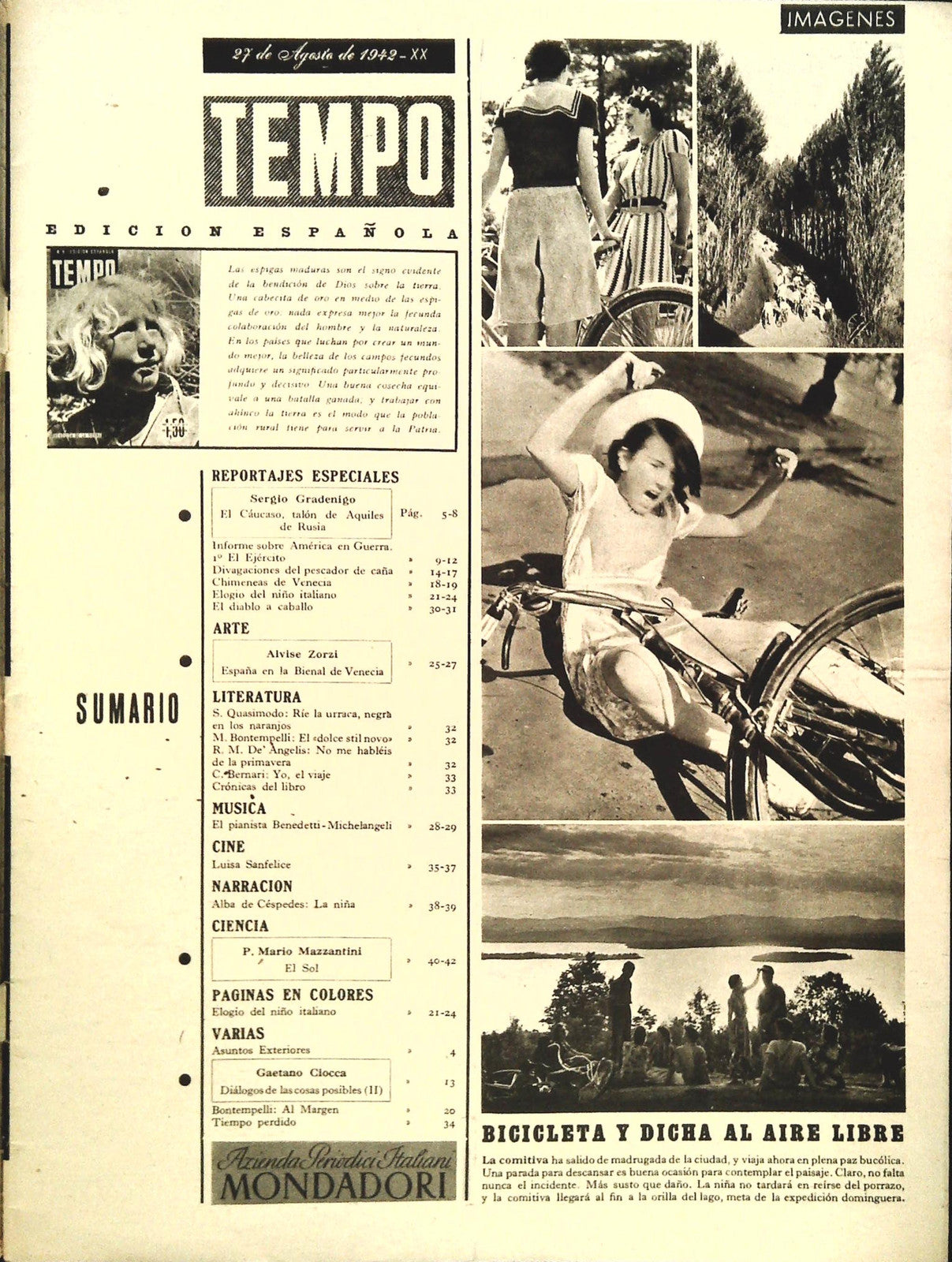 TEMPO N. 9 - 27 AGOSTO-10 SETTEMBRE 1942 - EDZIION ESPANOLA