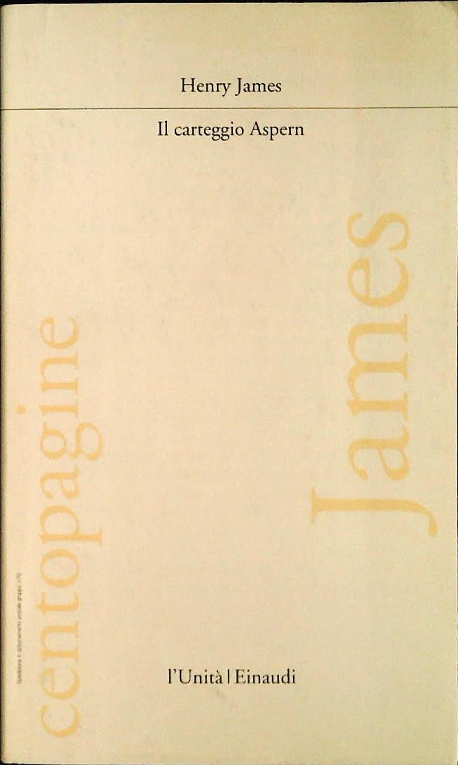 IL CARTEGGIO ASPERN - HENRY JAMES - L'UNITA' 1992 - OUTLET DEL LIBRO
