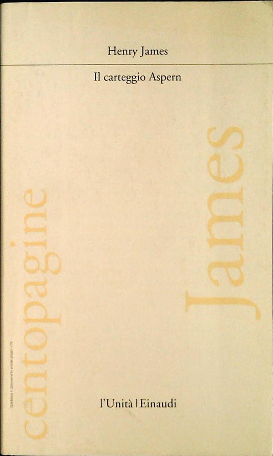 IL CARTEGGIO ASPERN - HENRY JAMES - L'UNITA' 1992 - OUTLET DEL LIBRO