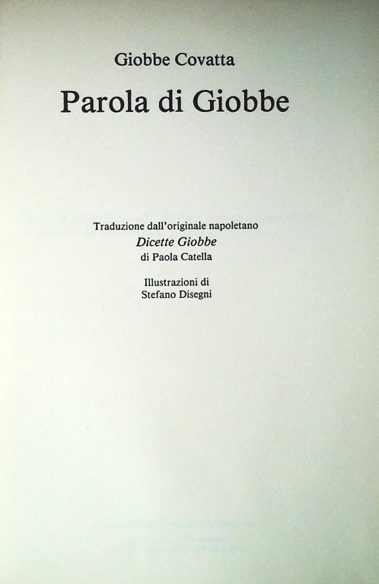 PAROLA DI GIOBBE - GIOBBE COVATTA - CDE 1992 - OUTLET DEL LIBRO
