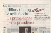 HILLARY CLINTON E' NELLA STORIA - CLIPPING-RITAGLIO DI GIORNALE
