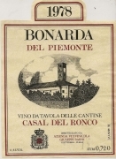 BONARDA DEL PIEMONTE 1978 - CASAL DEL RONCO - ETICHETTA VINO