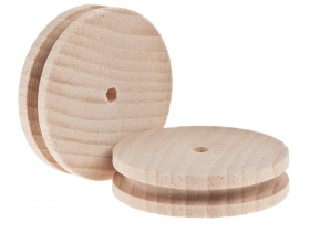 RUOTE PASSACORDICELLA IN LEGNO FORO 4 DIAM. 40 X SP. 10 MILLIMETRI-CONF 2 PEZZI