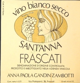 VINO BIANCO SECCO SANT'ANNA FRASCATI-AZ.VINICOLA GANDIN ZAMBOTTI-ETICHETTA VINO