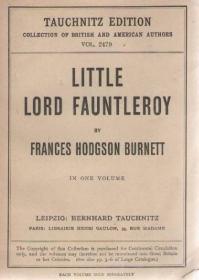 LITTLE LORD FAUNTLEROY - FRANCES HODGSON BURNETT (ENGLISH TEXT) - TAUCHNITZ 1877
